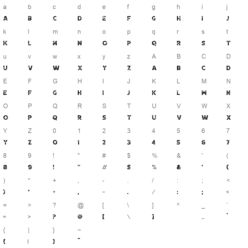 boardwalk avenue rough serif regular Character Map