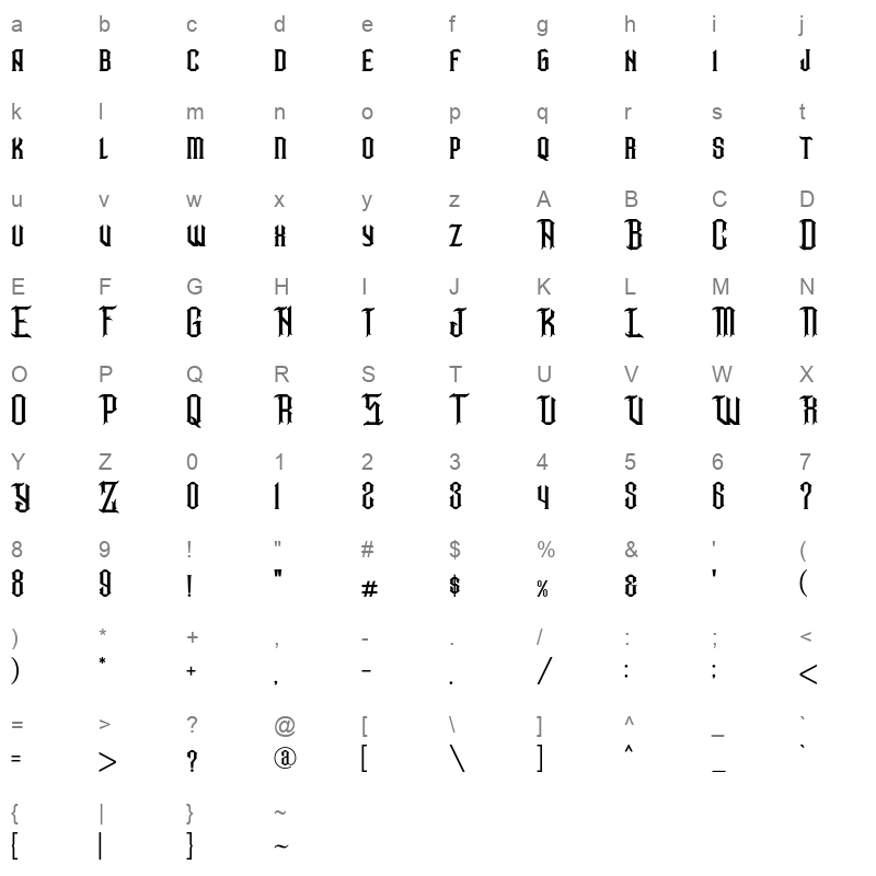 Bonwick Weaver OTF Character Map