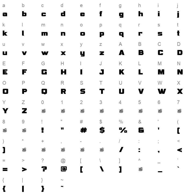 BOREX Regular Character Map