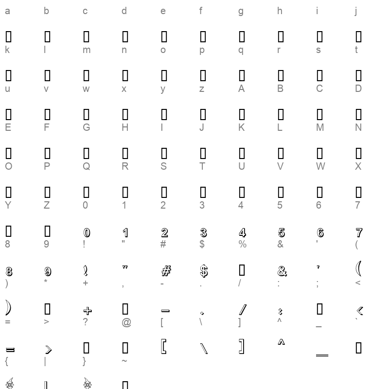 BOUTROS ADS PRO BOLD SHADOW Character Map