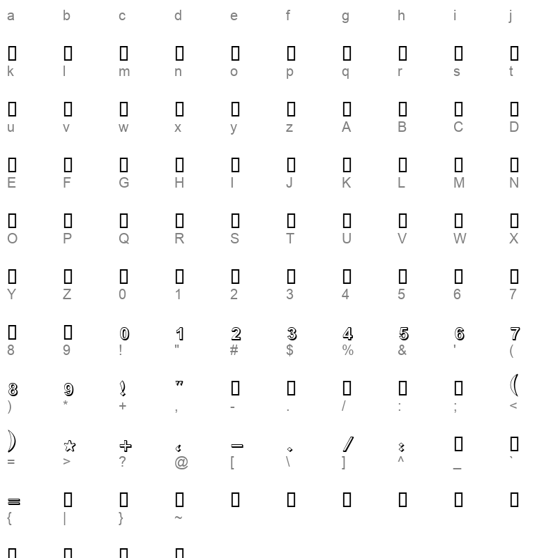 Boutros Ads Shadow Bold Character Map
