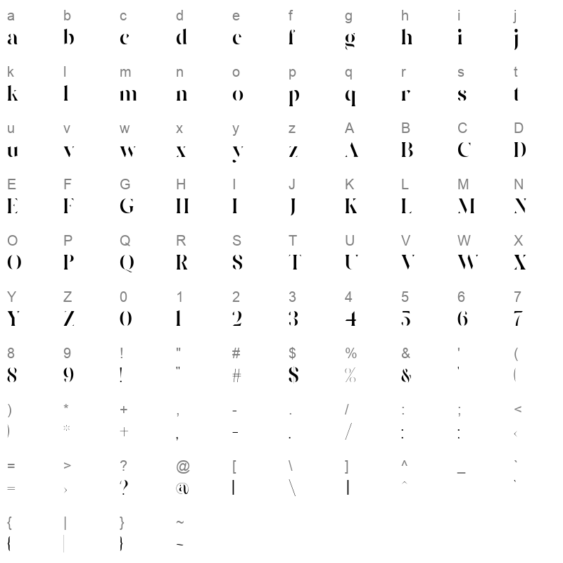 Brado Character Map