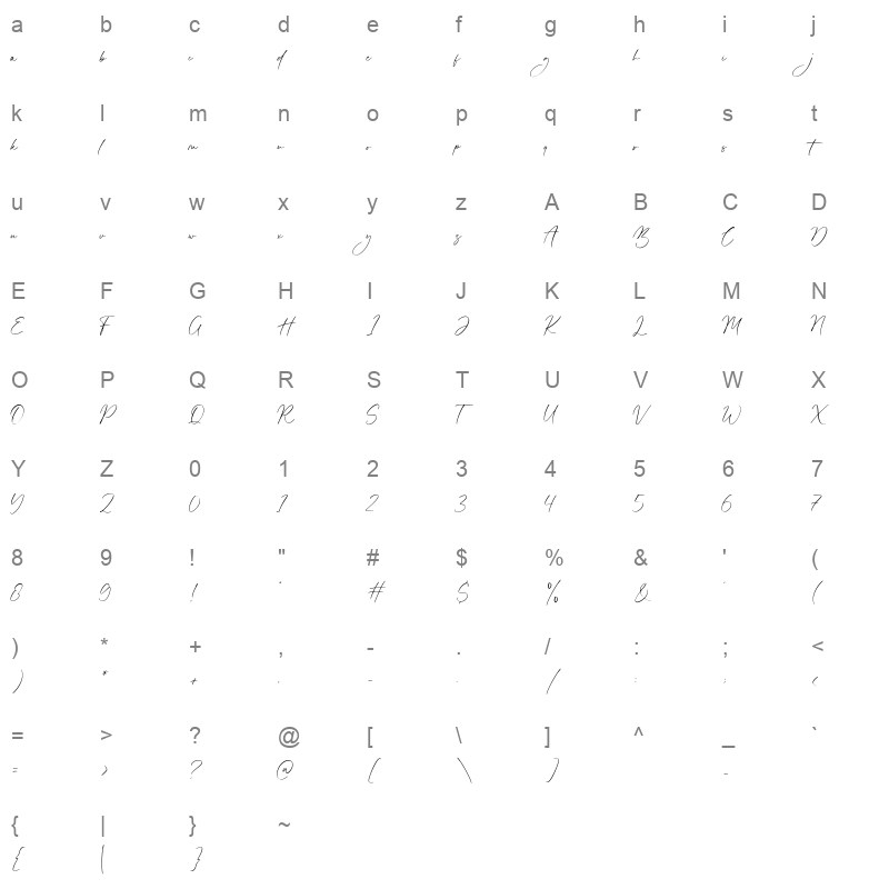 Brilliant otf Character Map