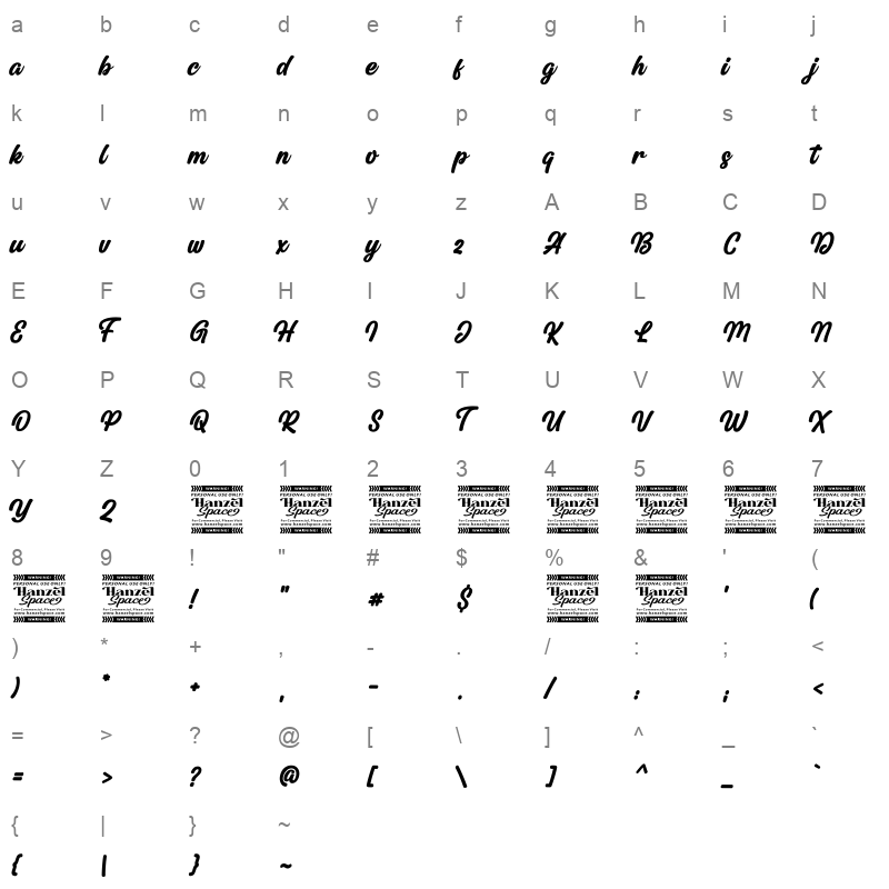 Brilliant woff Character Map