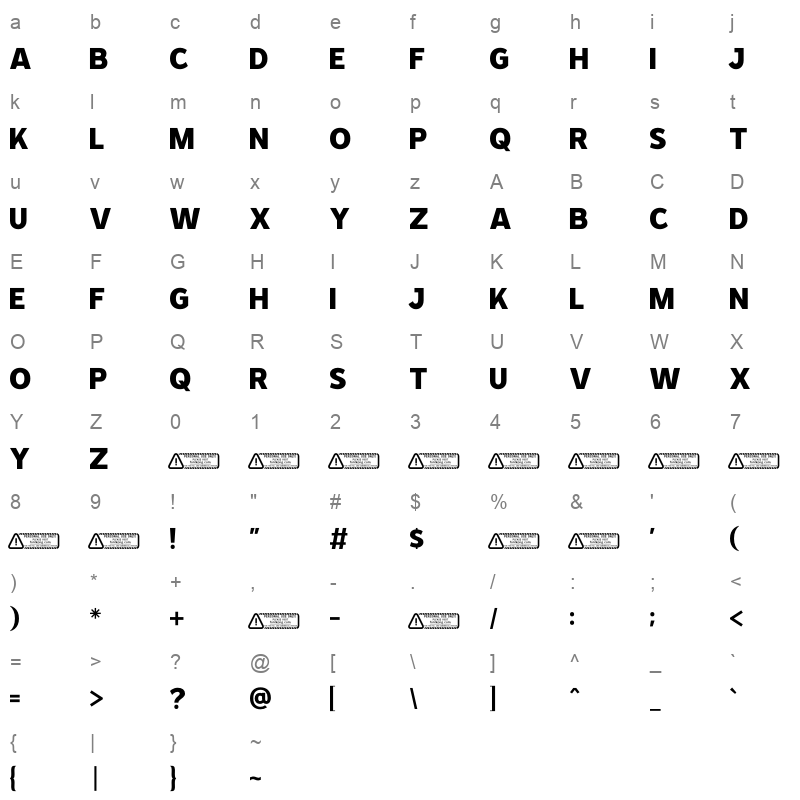 Bronz Character Map