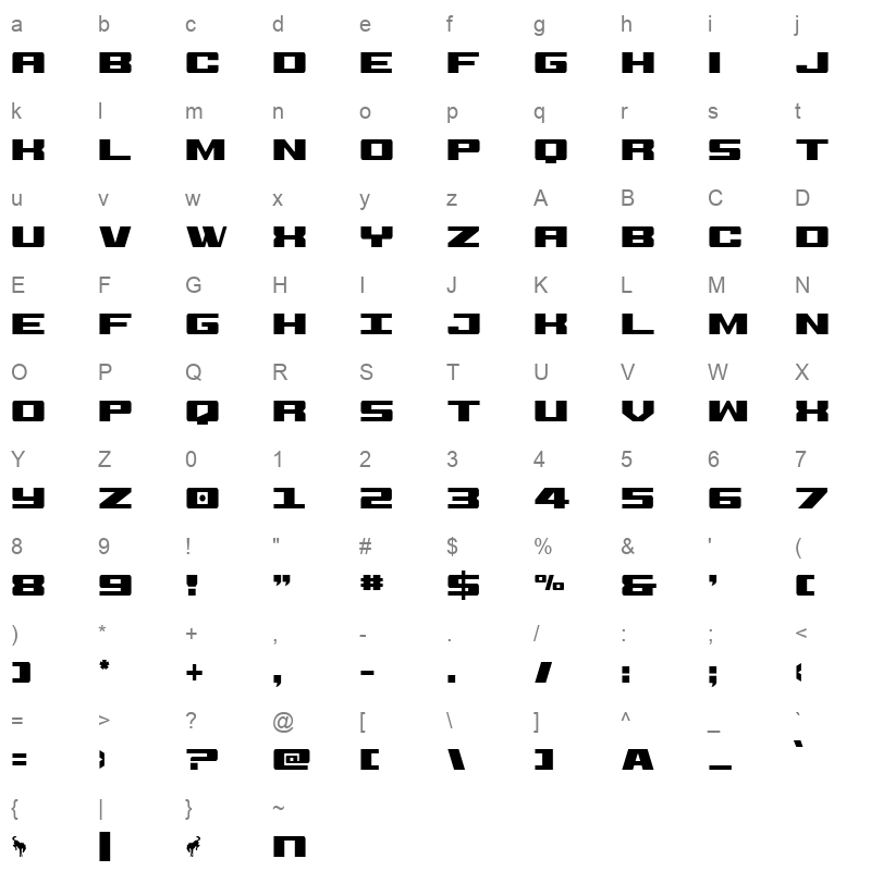buckinbron spaced ccond Character Map