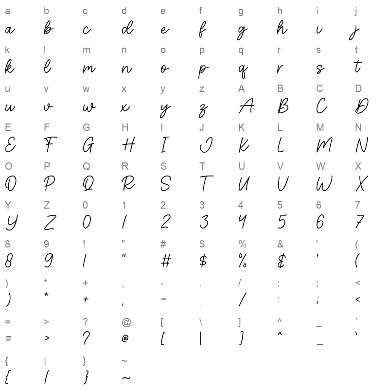 Calistie Character Map