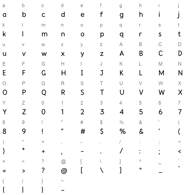 Cause Medium Character Map