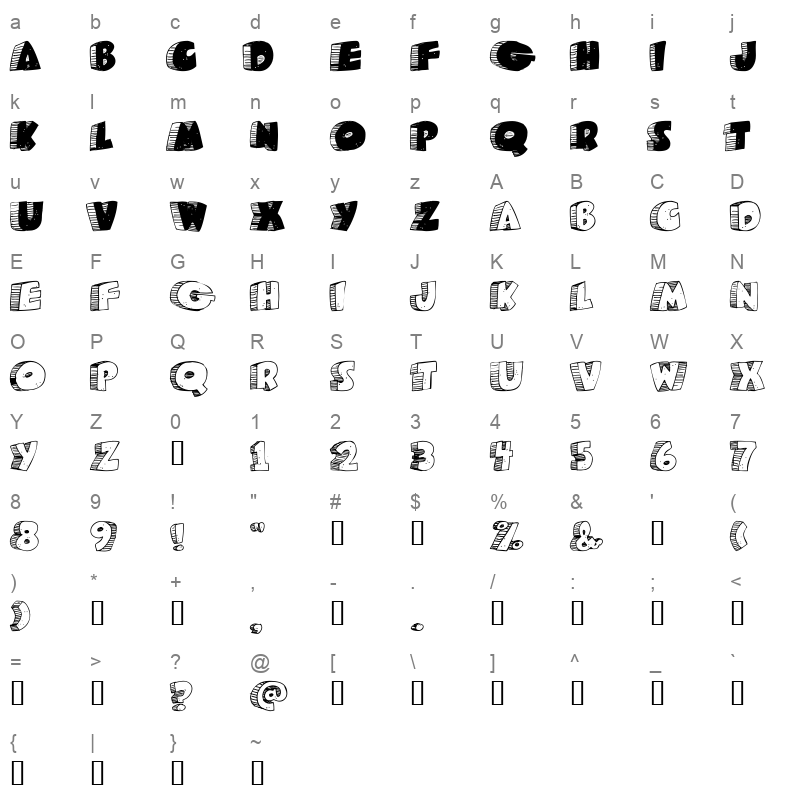 CAVEMAN Character Map