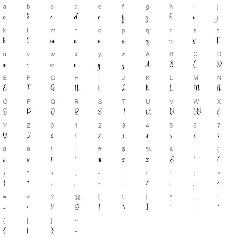 Christmas OTF FONT Character Map