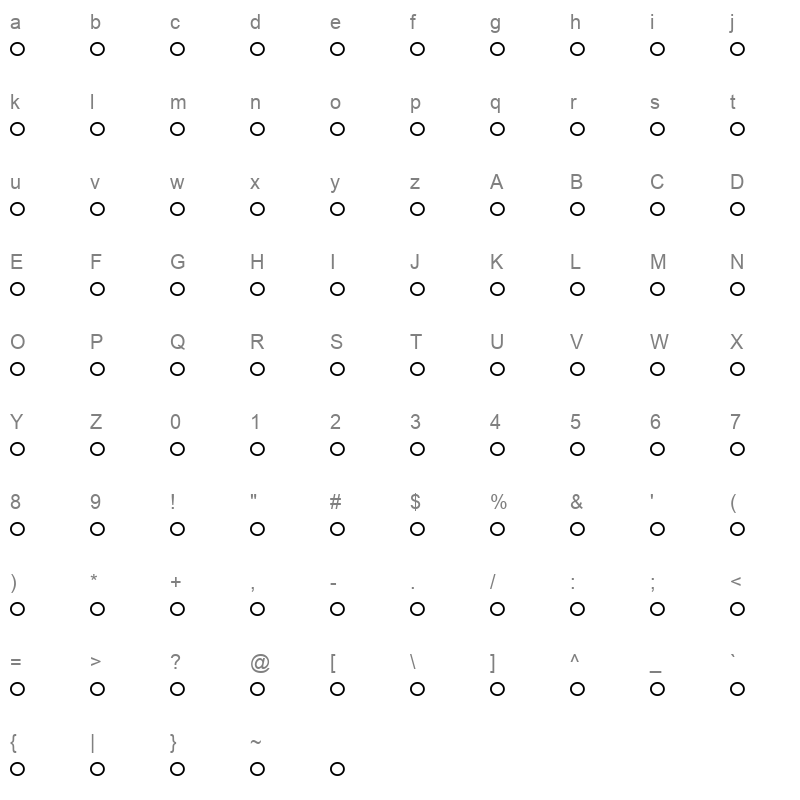 CLOCKS Character Map