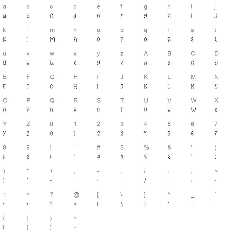 Country Harvest OTF Character Map