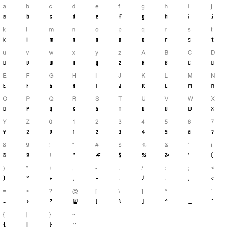 CWEBL Character Map