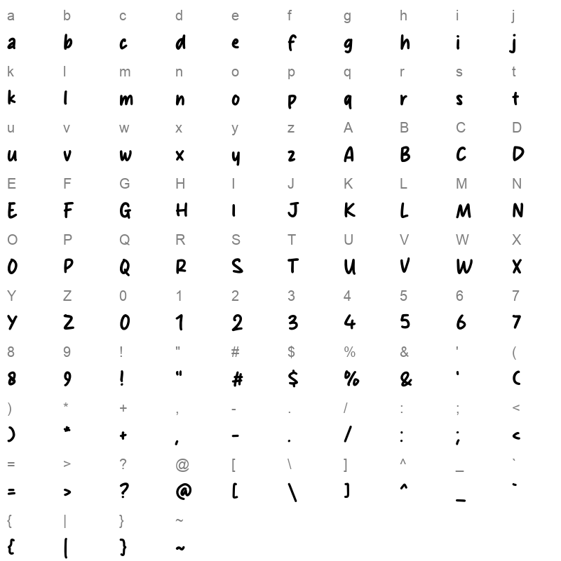 Day Light otf Character Map