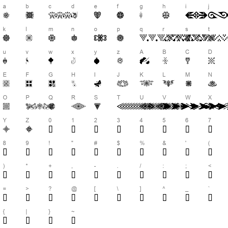 Designer Stuff Regular Character Map