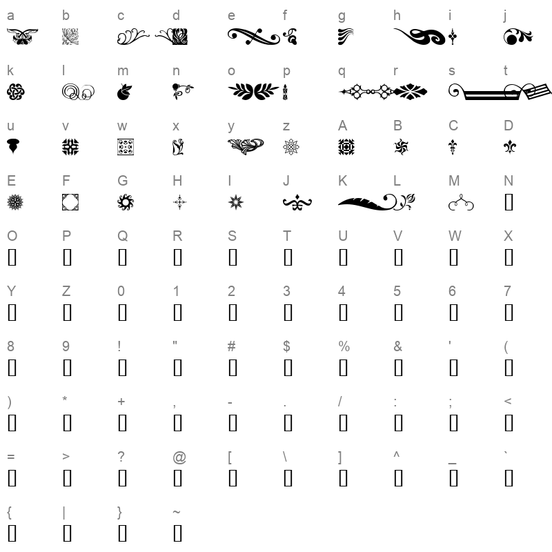 DesignerPlus Regular Character Map