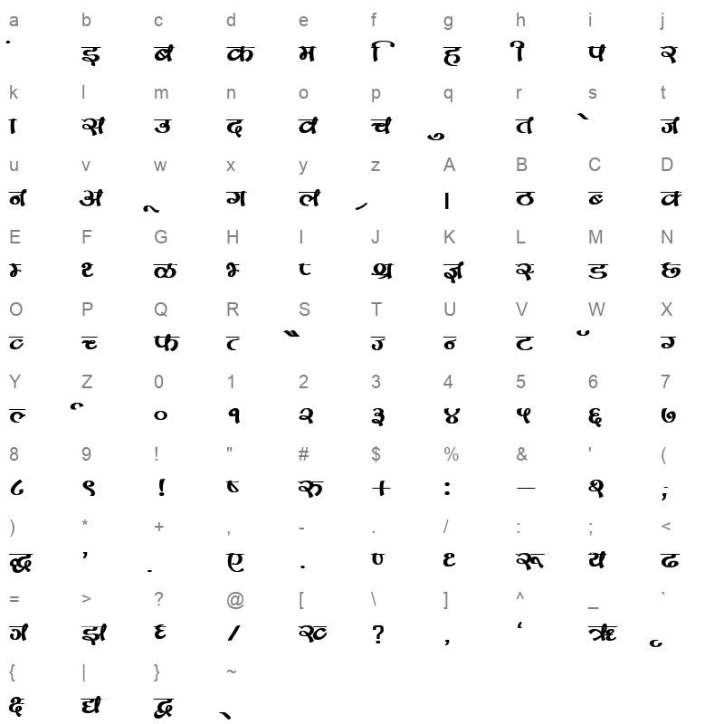 DevLys 170 Bold Character Map