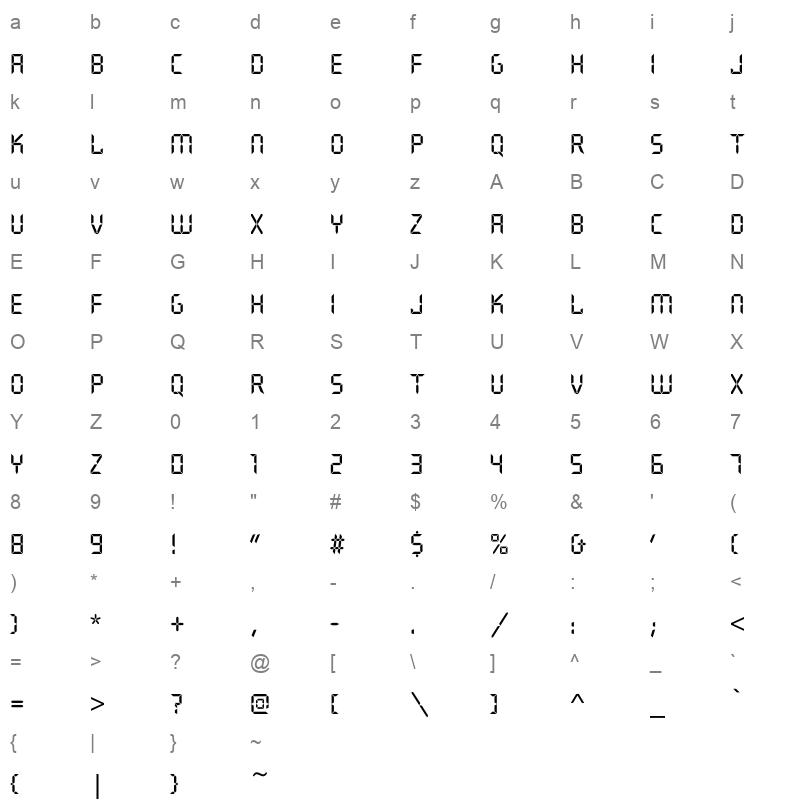 Digistyle Unicode Regular Character Map