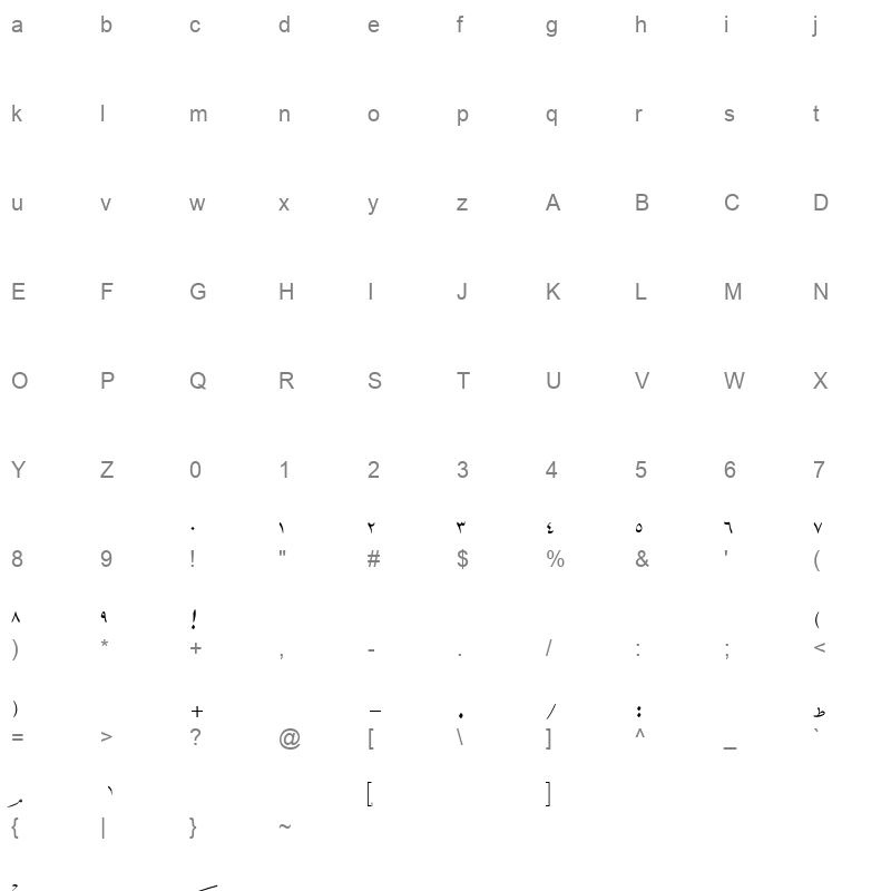 Dima thuluth Regular Character Map