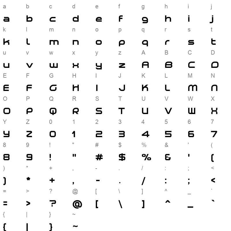 DimaPlatinum Bold Character Map