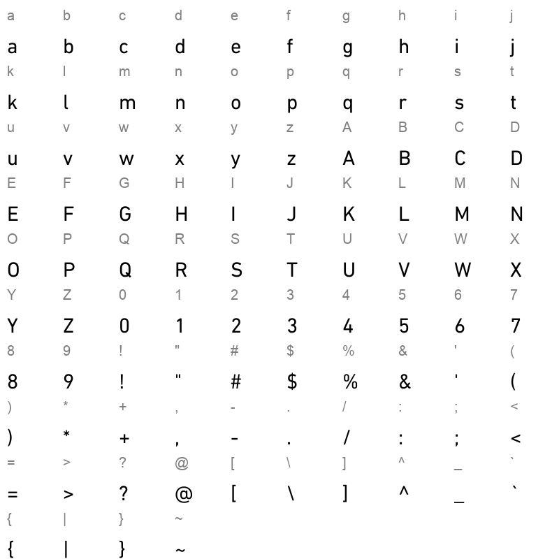 DIN NEXT ARABIC REGULAR Character Map