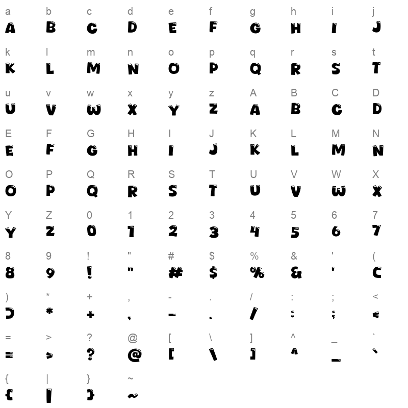 Dinofiles Character Map