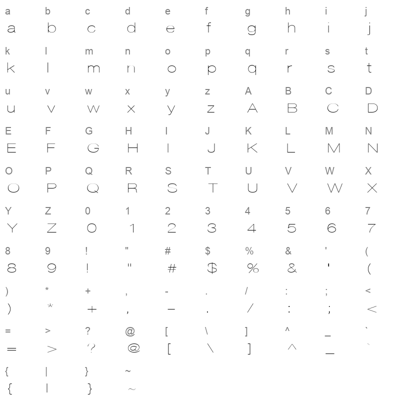 DISCO Character Map