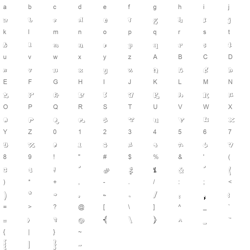djadli Tachkili Shadow Regular Character Map