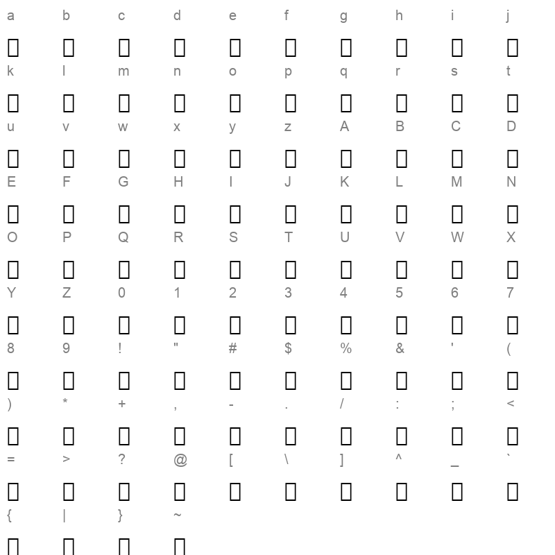 Droid Arabic Naskh Bold Character Map