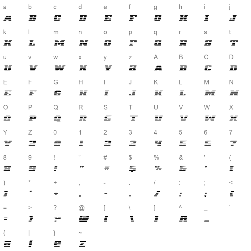 drover grad italc Character Map