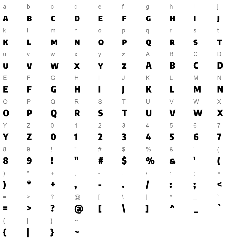 Encode SansSC Condensed Black Character Map