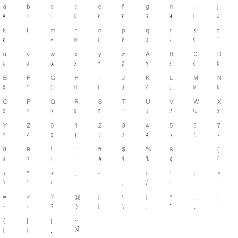 February Minimalist Character Map