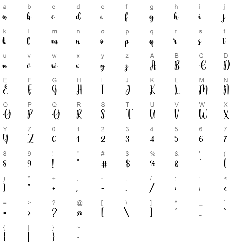 Feronicha Character Map