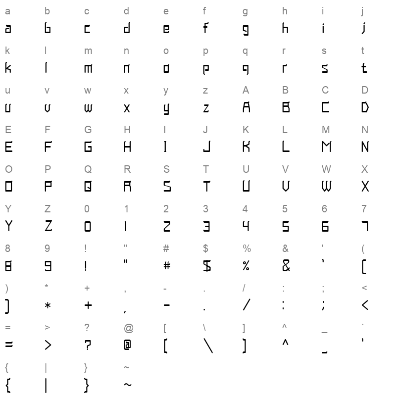 FOUREYES Regular Character Map