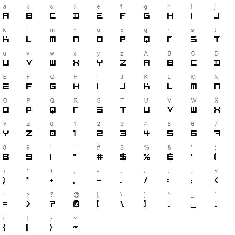 futuralumine cre Character Map