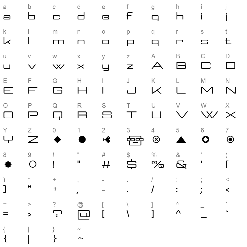 Geoplace Bold Character Map