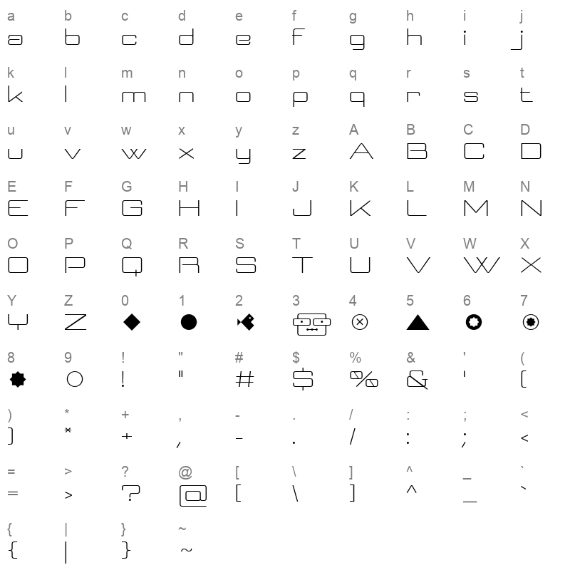 Geoplace Regular Character Map