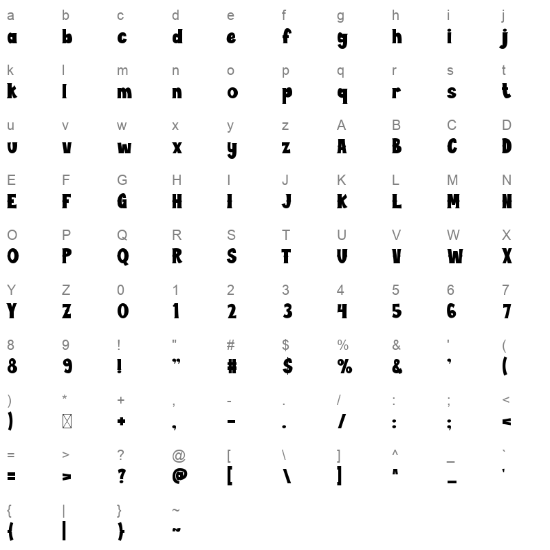 GHIZAN Character Map