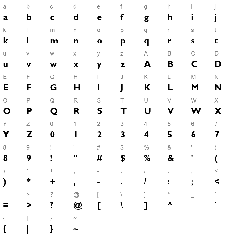 GILB Character Map