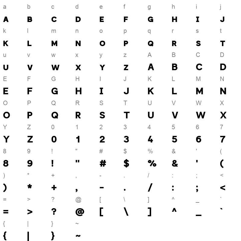 GiphursSC ExtraBold Character Map