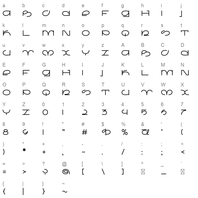 GirloSP Character Map