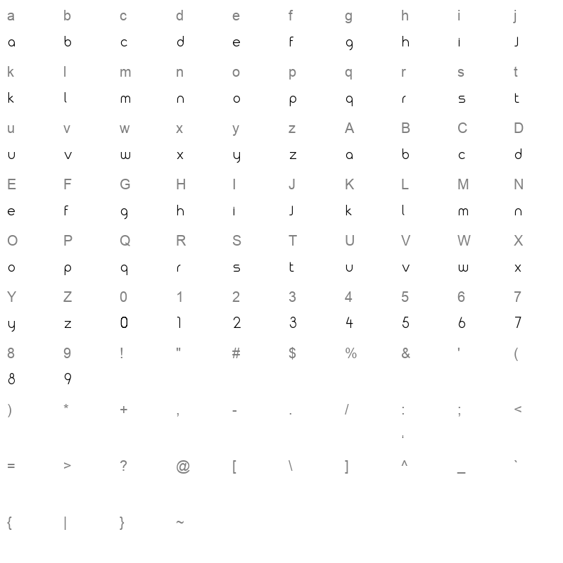 godoRounded L Character Map