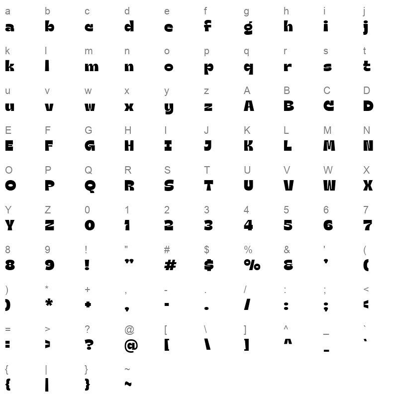 Groen California Sans Character Map