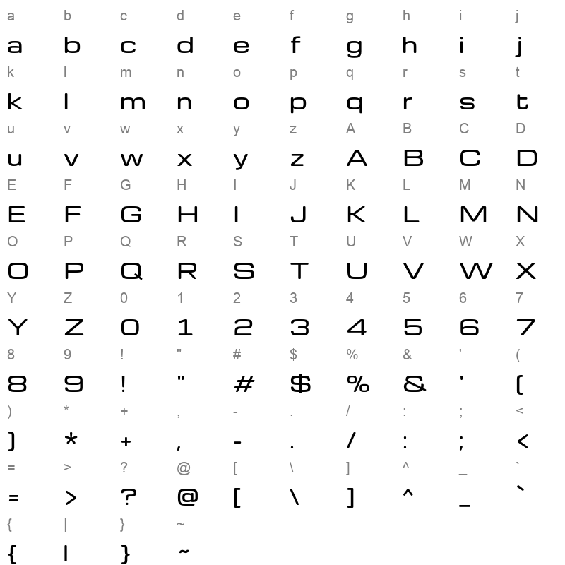 Gyrochrome Medium Character Map