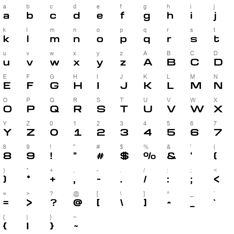 Gyrotrope Bold Character Map