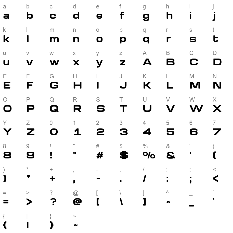 Gyrotrope ExtraBold Character Map