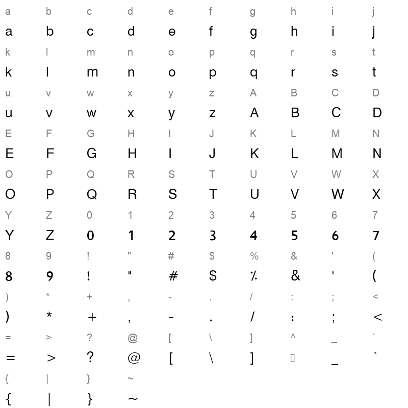 Hacen Digital Arabia LT Character Map
