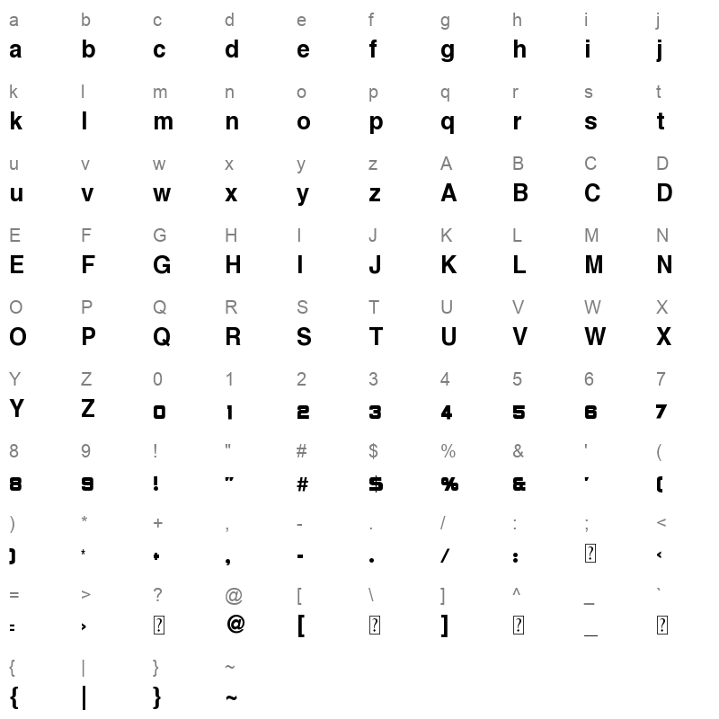 Hacen Extender Bd Character Map