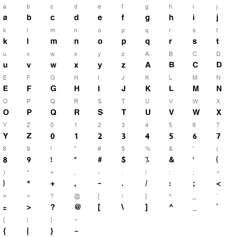 Hacen Sudan Bd Character Map
