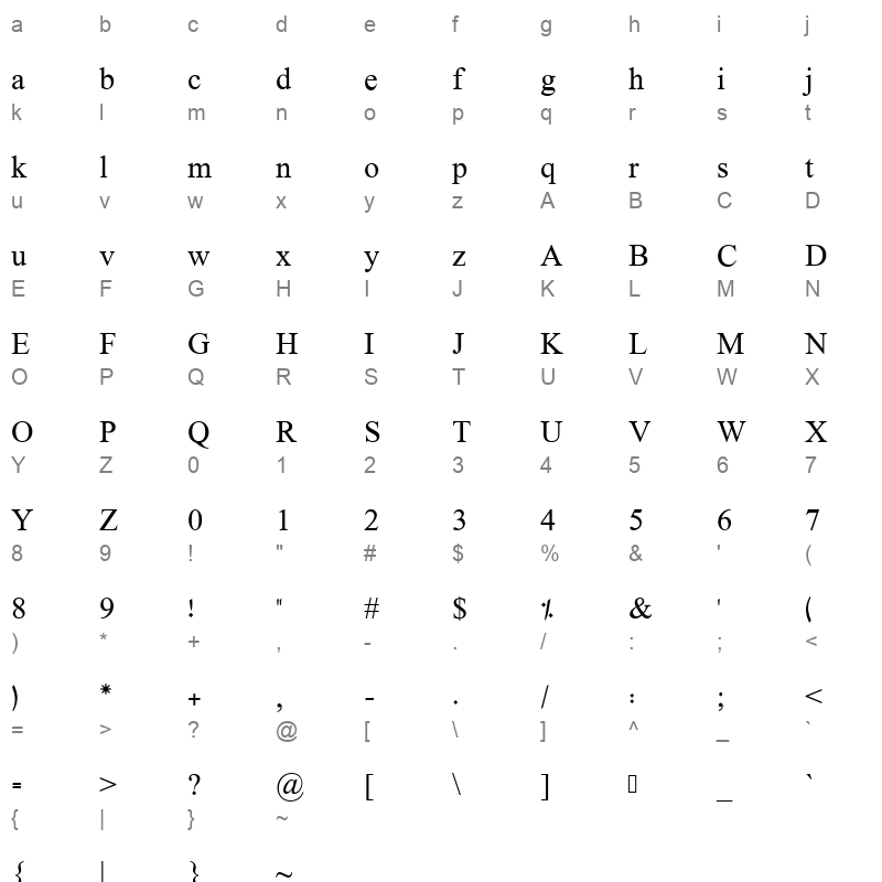 Hacen Typographer Character Map